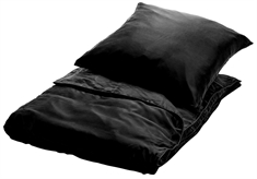 Silke sengetøj 200x200 cm - Ensfarvet sort sengetøj til dobbeltdyne - 100% Silke - Butterfly Silk