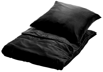 Billede af Silke sengetøj 200x200 cm - Ensfarvet sort sengetøj til dobbeltdyne - 100% Silke - Butterfly Silk