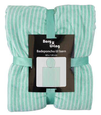 Billede af Badeponcho - Børnehåndklæde - Stribet grøn - 60x120 cm - 100% Bomuld - Borg Living