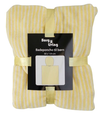 Billede af Badeponcho - Børnehåndklæde - Stribet gul - 60x120 cm - 100% Bomuld - Borg Living