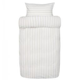 Vævet krepp sengetøj - Hvidt stribet sengesæt i 100% blød bomuld - Bæk og bølge sengelinned - Eilert - Høie Of Scandinavia 