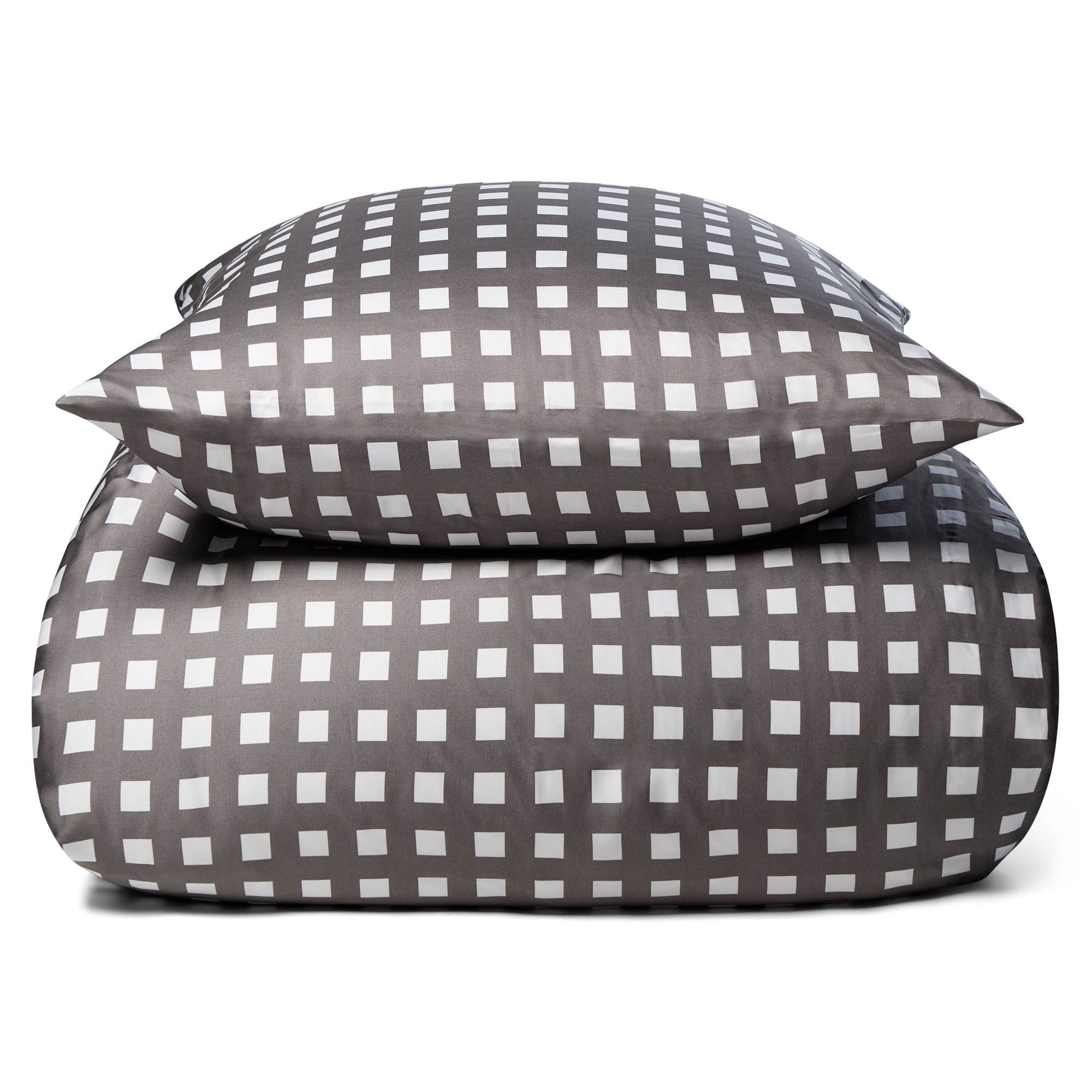 Bambus sengetøj - 100% Naturligt bambus - Ternet gråt - Satinvævet sengesæt