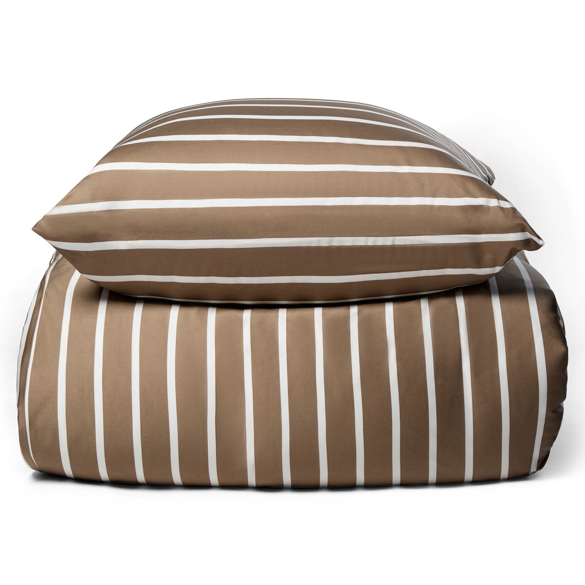 Bambus sengetøj - 100% Naturligt bambus - Stribet beige - Satinvævet sengesæt