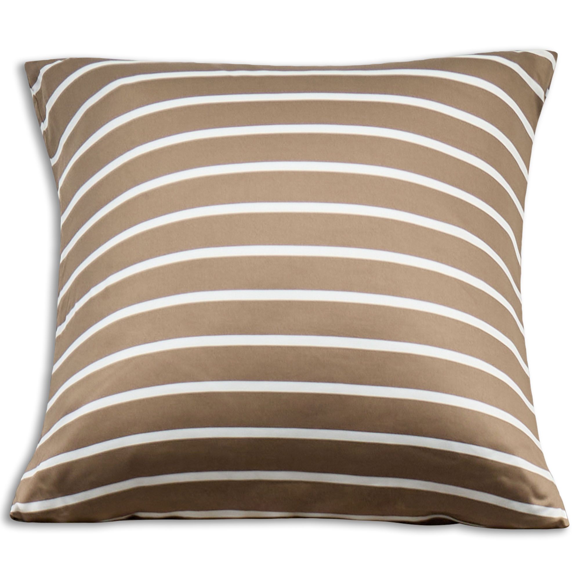 Bambus pudebetræk - 100% Naturligt bambus - 60x63 cm - Stribet beige - Satinvævet hovedpudebetræk billede