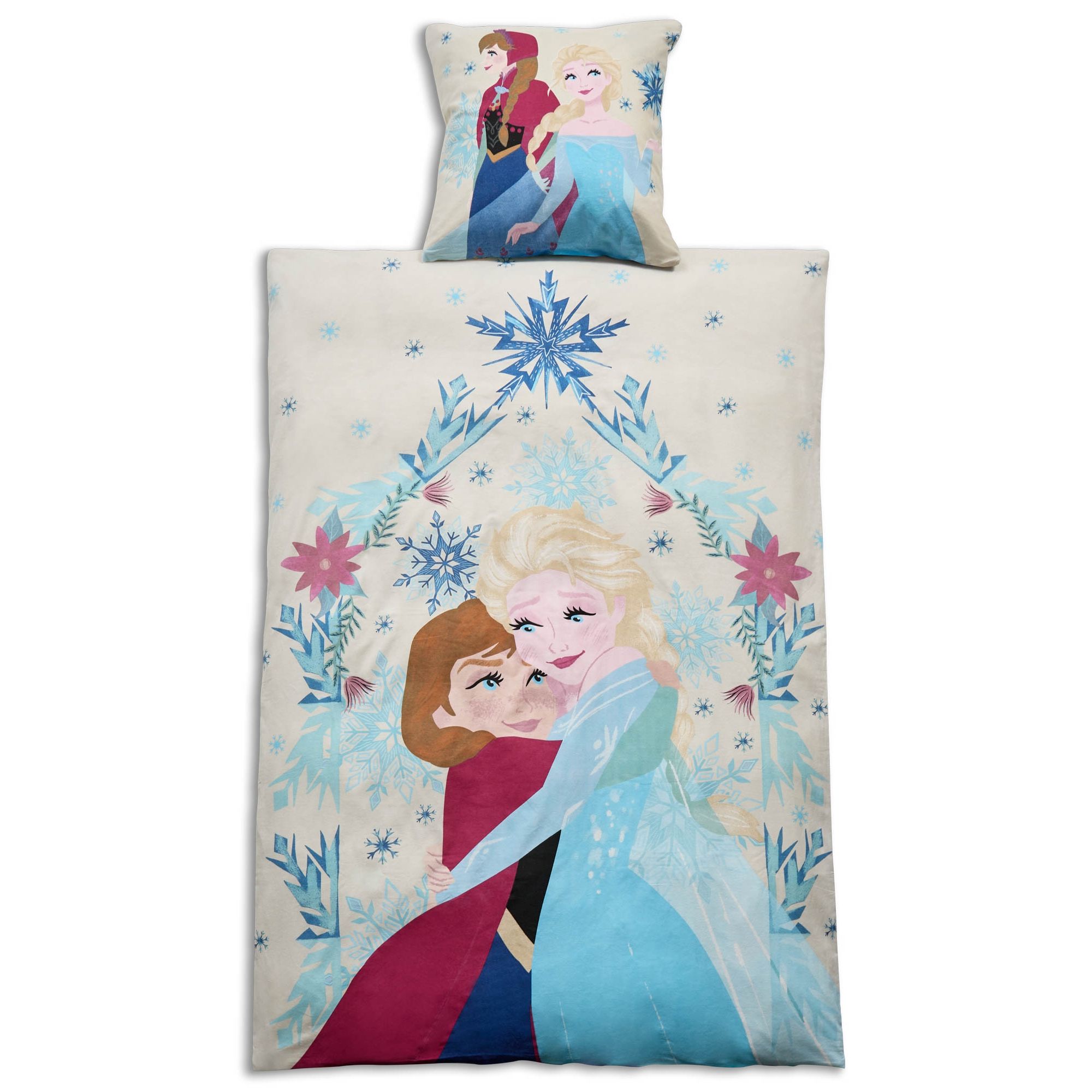 Frost sengetøj 140x200 cm - Blødt og lækkert Anna og Elsa sengesæt - 100% bomuldsflonel sengelinned billede