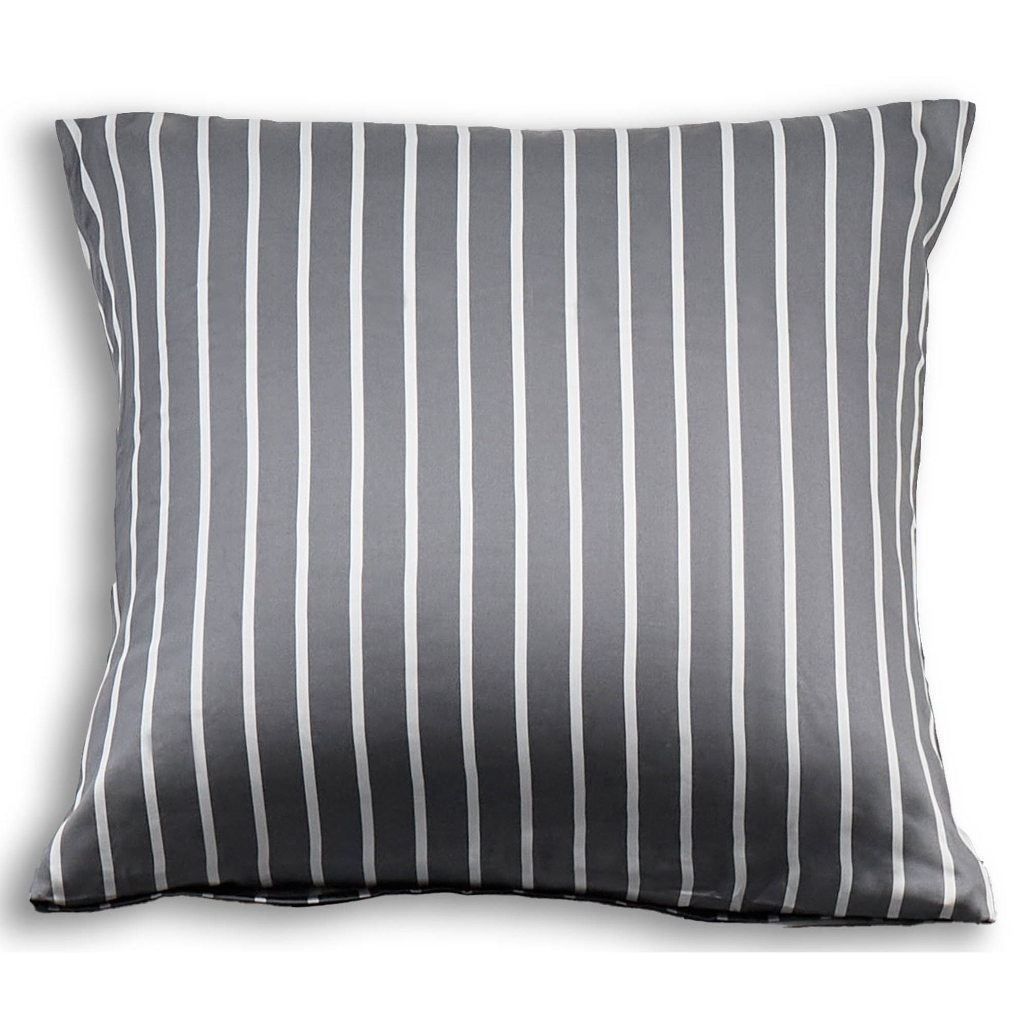 Bambus pudebetræk - 100% Naturligt bambus - 60x63 cm - Stribet grå - Satinvævet hovedpudebetræk billede