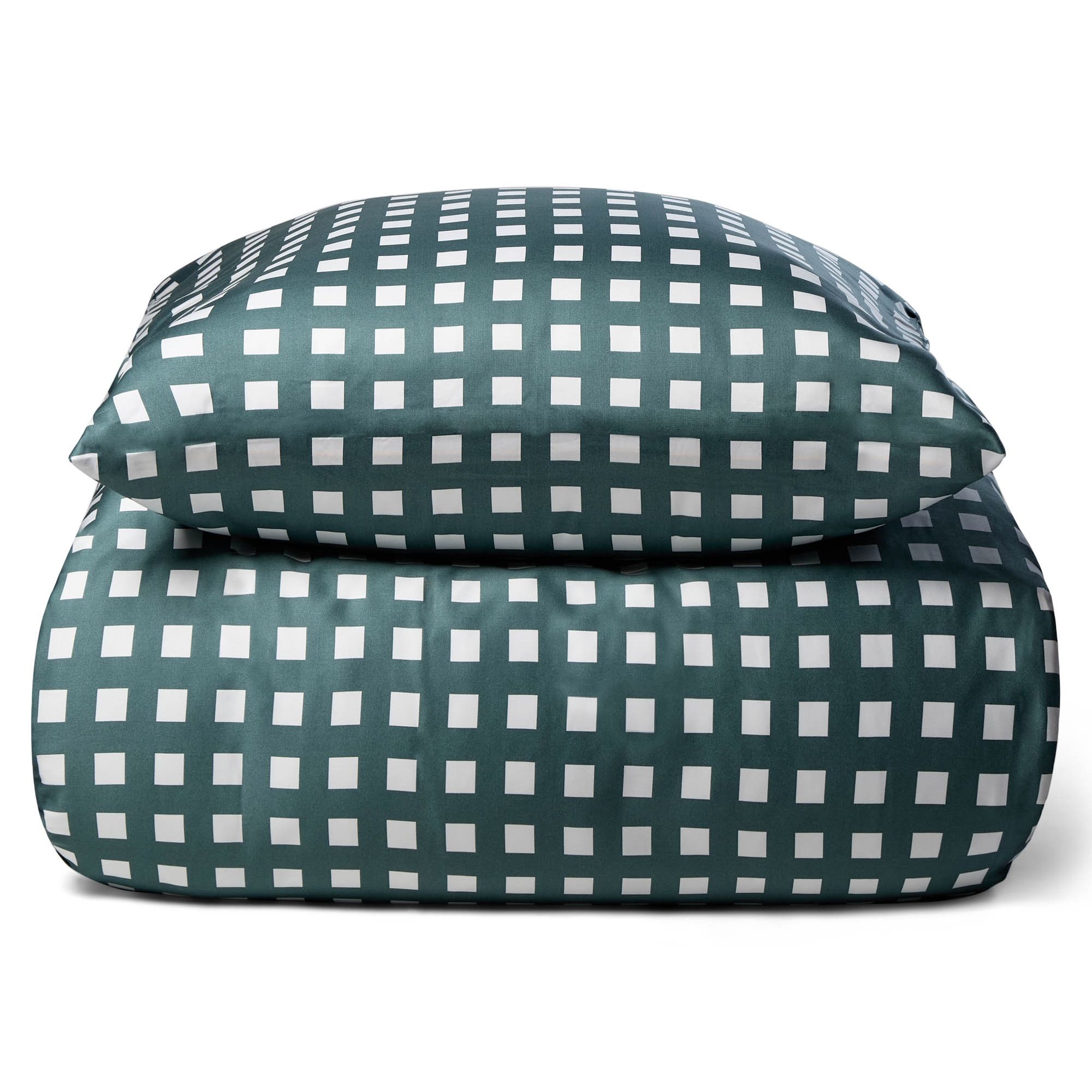 Bambus sengetøj - 100% Naturligt bambus - Ternet grønt - Satinvævet sengesæt