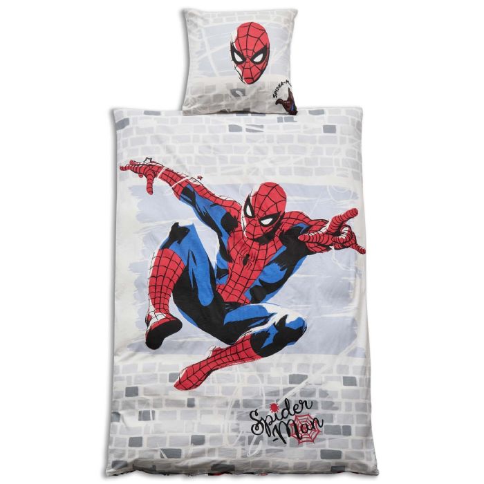 Spiderman sengetøj 140x200 cm - Blødt og lækkert sengesæt - 100% bomuldsflonel sengelinned