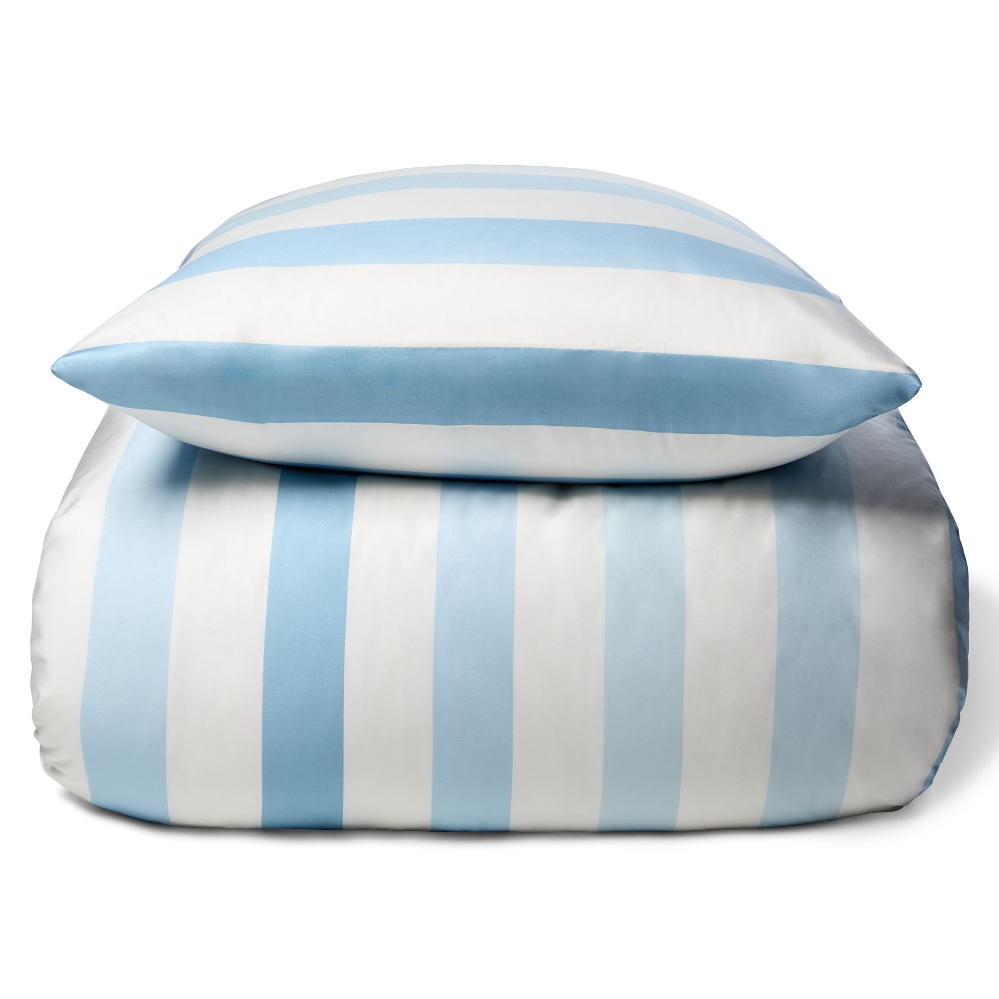 Bambus sengetøj - 100% Naturligt bambus - Blå brede striber - Satinvævet sengesæt