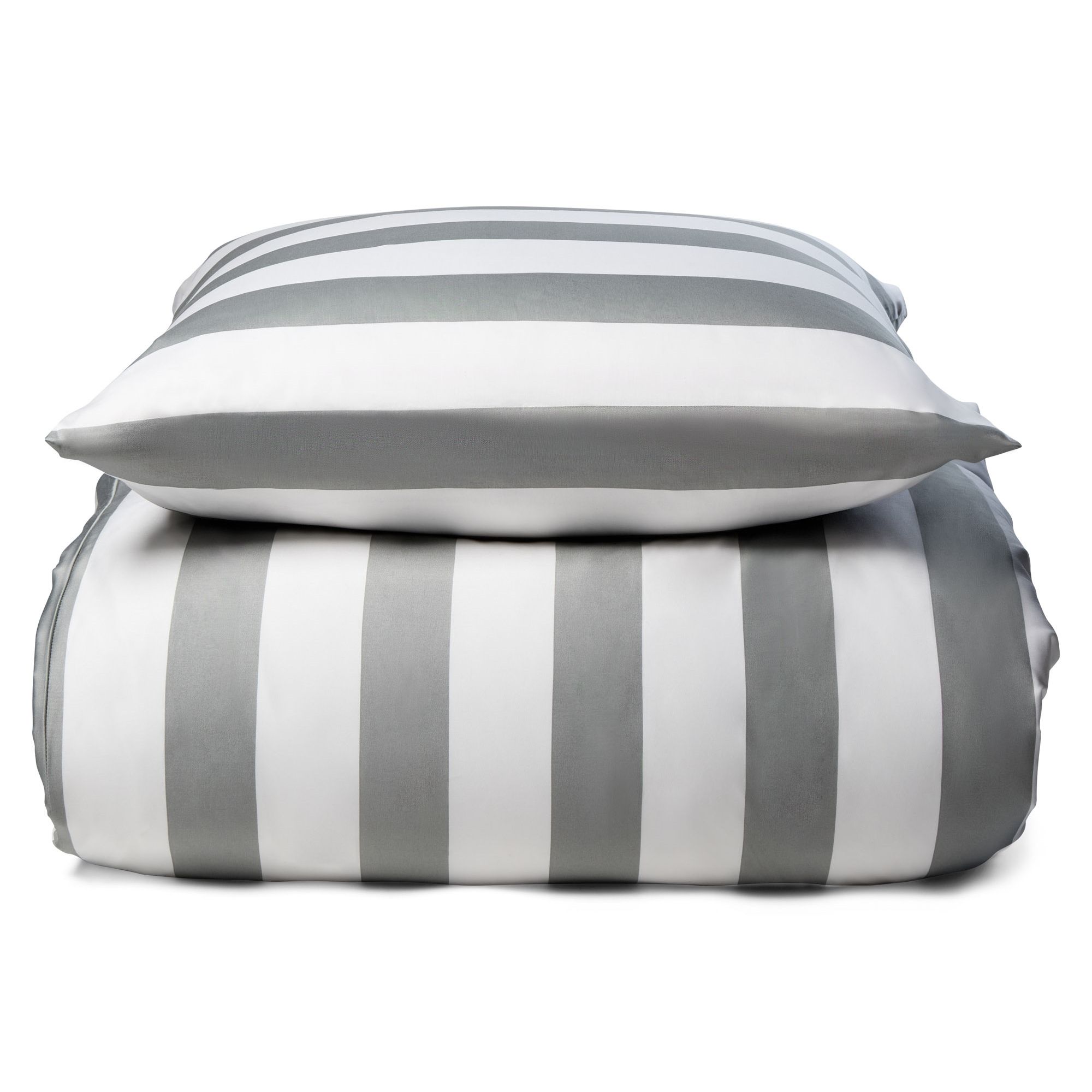 Bambus sengetøj - 100% Naturligt bambus - Grå brede striber - Satinvævet sengesæt