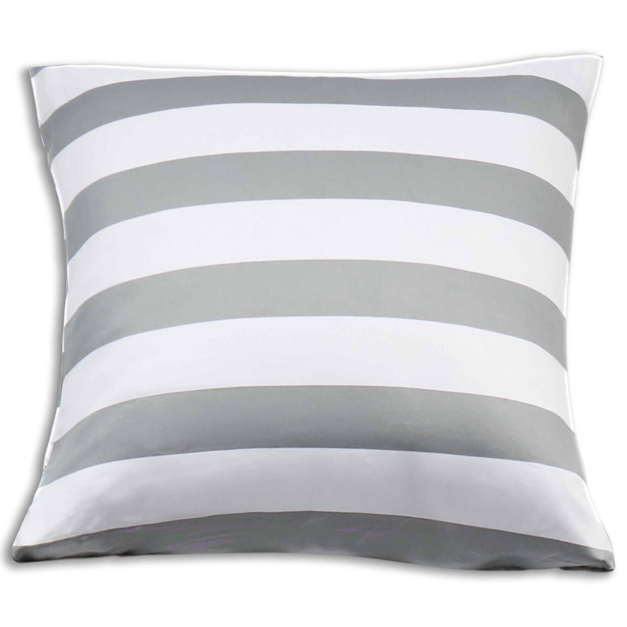 Bambus pudebetræk - 100% Naturligt bambus - 60x63 cm - Grå brede striber - Satinvævet hovedpudebetræk billede