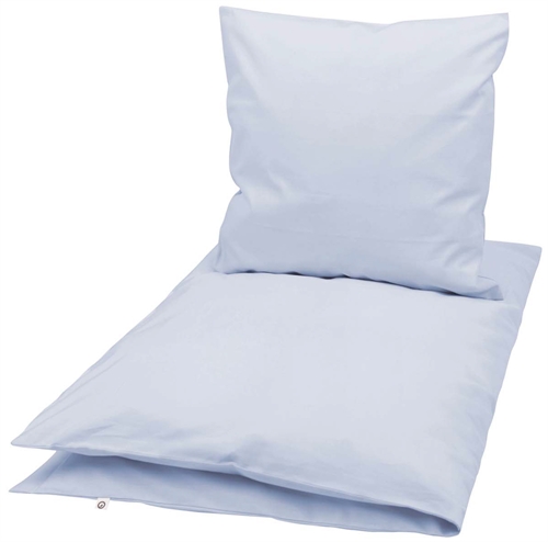Se Baby sengetøj - Müsli - 70x100 cm - Breezy - 100% økologisk bomuld - Lyseblå hos Shopdyner.dk