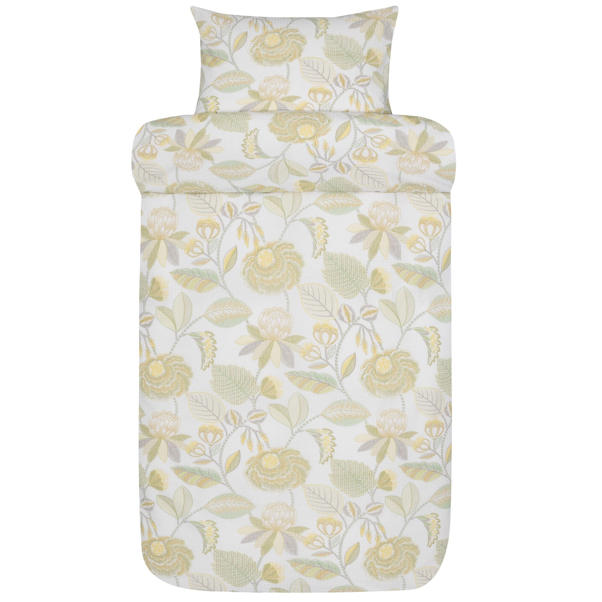 Vævet krepp sengetøj - Lysegrønt sengesæt i 100% blød bomuld - Bæk og bølge sengelinned - Ingela - Høie Of Scandinavia