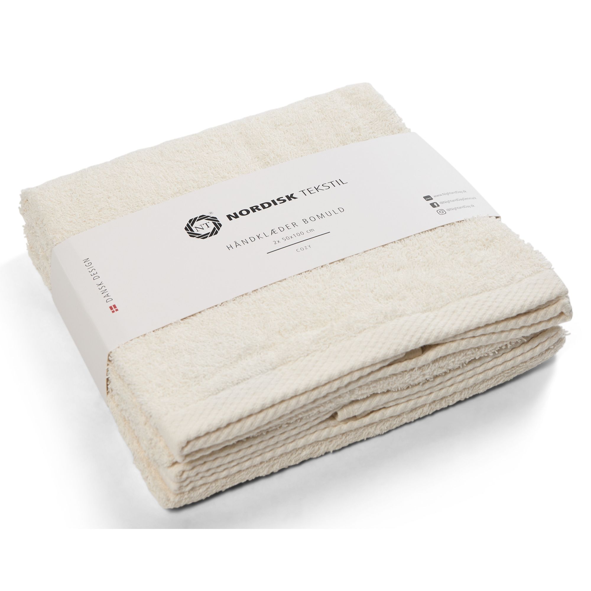 Håndklæder - Pakke á 2 stk. - 100% blød bomuld - Natur farvet håndklædepakke - Nordisk tekstil