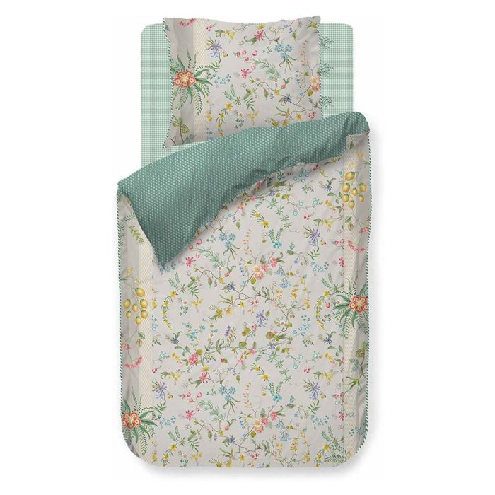 Blomstret sengetøj - Petites Fleurs Khaki - Sengelinned med dobbeltsidet design - 100% bomuld - Pip Studio