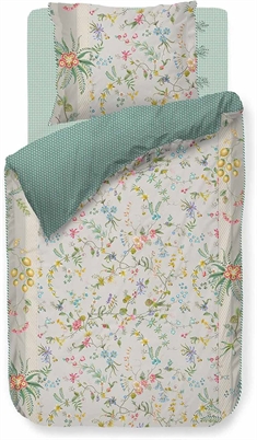 Blomstret sengetøj - Petites Fleurs Khaki - Sengelinned med dobbeltsidet design - 100% bomuld - Pip Studio