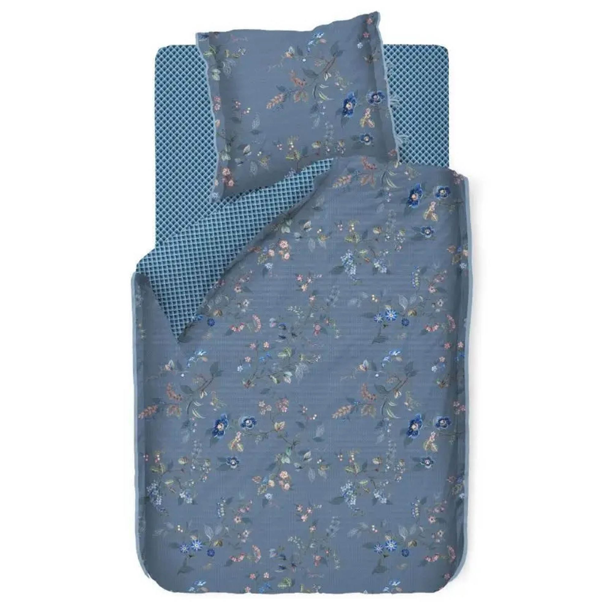 Blomstret sengetøj - Kawai Flower Blue - Sengelinned med dobbeltsidet design - 100% bomuld - Pip Studio