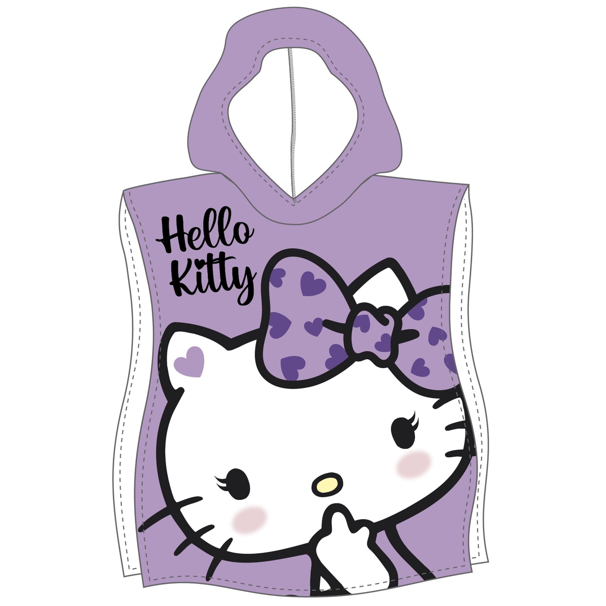 Badeponcho - Hello Kitty børneponcho - 50x115 cm - Let og hurtig tørrende poncho til børn billede