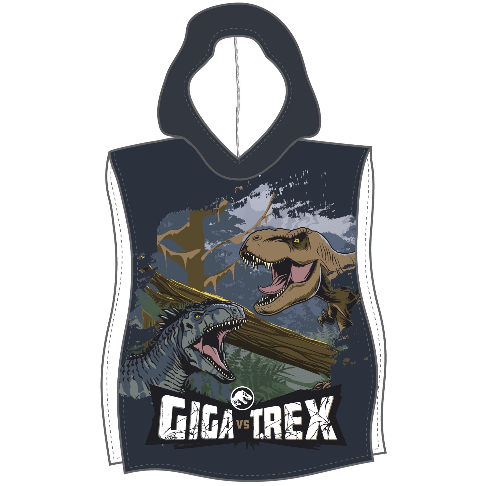 Badeponcho - Jurassic Park børneponcho - 50x115 cm - Let og hurtig tørrende poncho til børn billede