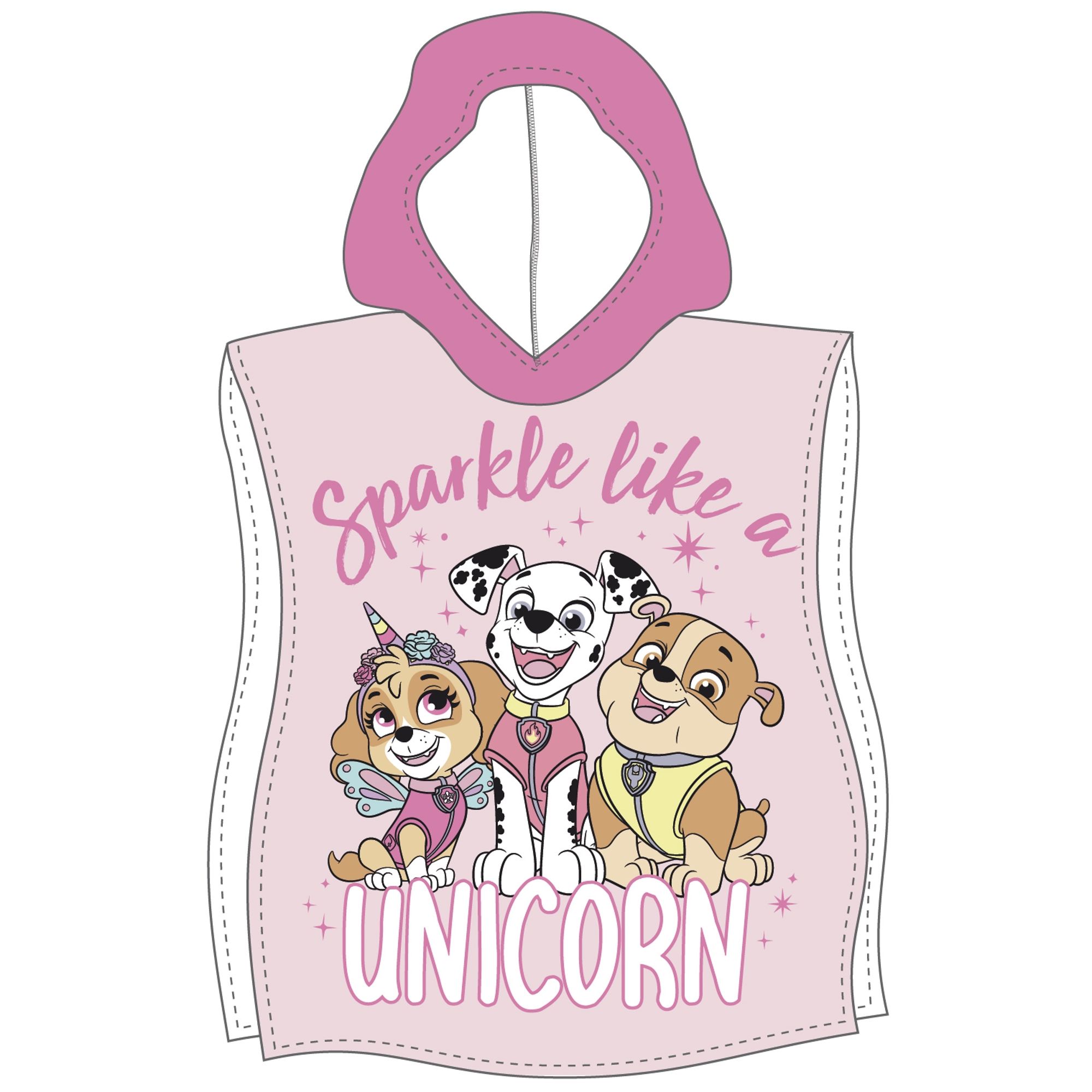 Badeponcho - Lyserød Paw Patrol børneponcho - 50x115 cm - Let og hurtig tørrende poncho til børn billede