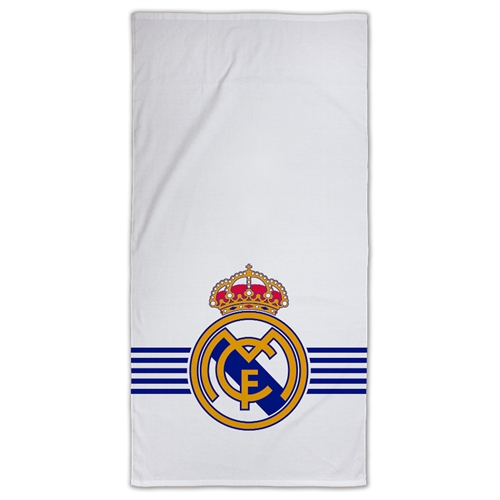 Hvidt Real Madrid håndklæde - 100% blødt bomulds badehåndklæde - 70x140 cm