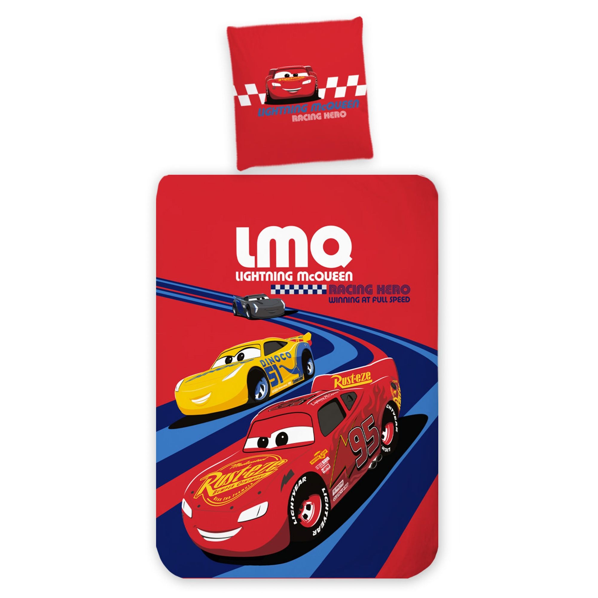 Cars sengetøj - 100x140 cm - Junior sengesæt med Lynet McQueen - Vendbart motiv - 100% bomulds sengelinned billede