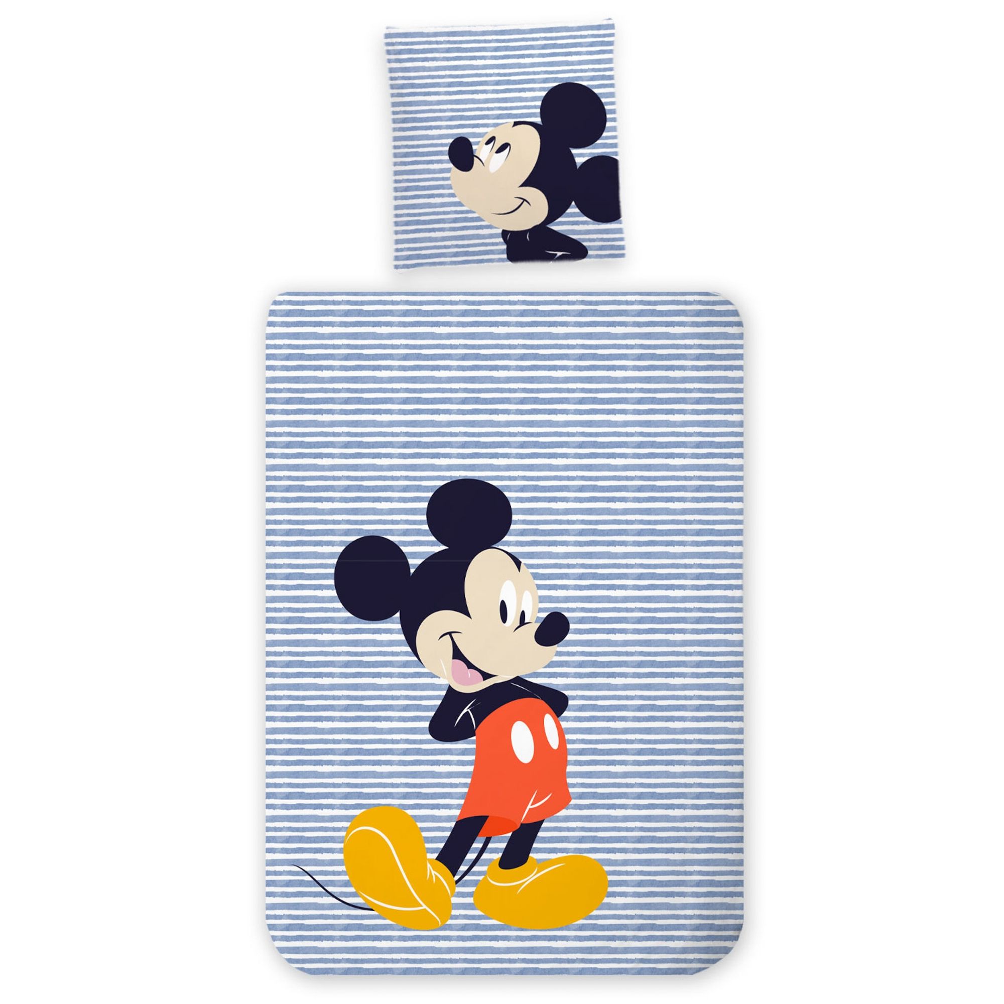 Mickey Mouse sengetøj - Stribet Mickey Mouse sengesæt - 100% bomulds sengelinned