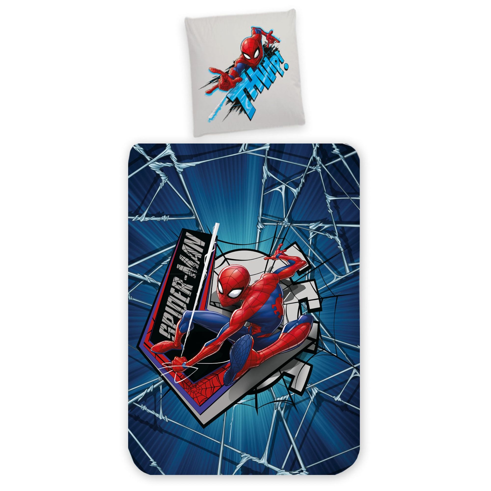 Spiderman sengetøj 100x140 cm - Junior sengesæt med Spiderman - Vendbart motiv - 100% bomulds sengelinned billede