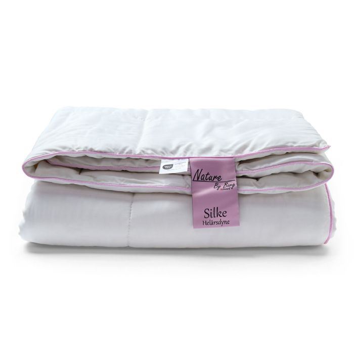Dobbelt silkedyne med 100% Mulberry silkefyld - 200x220 cm - Helårsdyne med blødt bambusbolster - Nature By Borg dobbeltdyne 