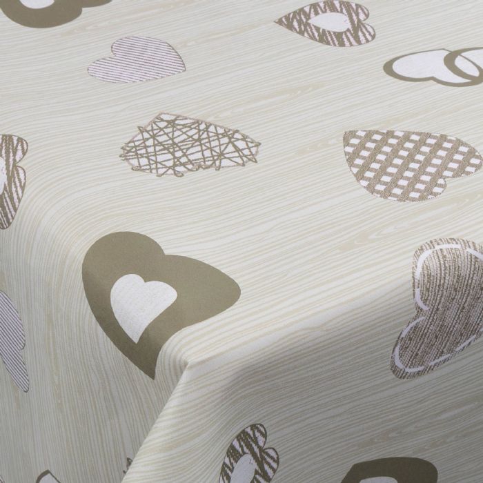 Tekstil voksdug - 140 cm bred - 30 meters rulle - Brown Hearts - Voksdug med akrylbelægning
