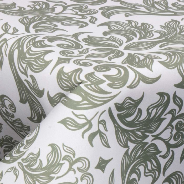 Tekstil voksdug med akrylbelægning - 30 meter på rulle - Green Damask - 140 cm bred tekstildug