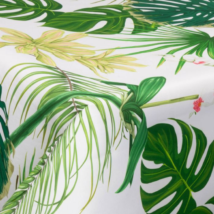 Tekstil voksdug med akrylbelægning - Big green leaves  - 140 cm bred - På metermål