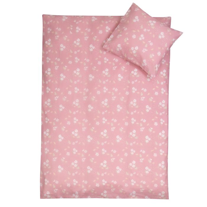 Baby sengetøj 70x100 cm - Lyserødt baby sengesæt med kaniner - 100% blød bomulds sengelinned - Nordstrand Home