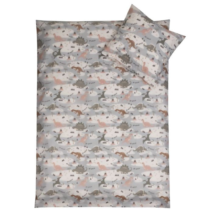 Dinosaur sengetøj 100x140 cm - Junior sengesæt med dinosaurer - 100% bomulds sengelinned - Nordstrand Home