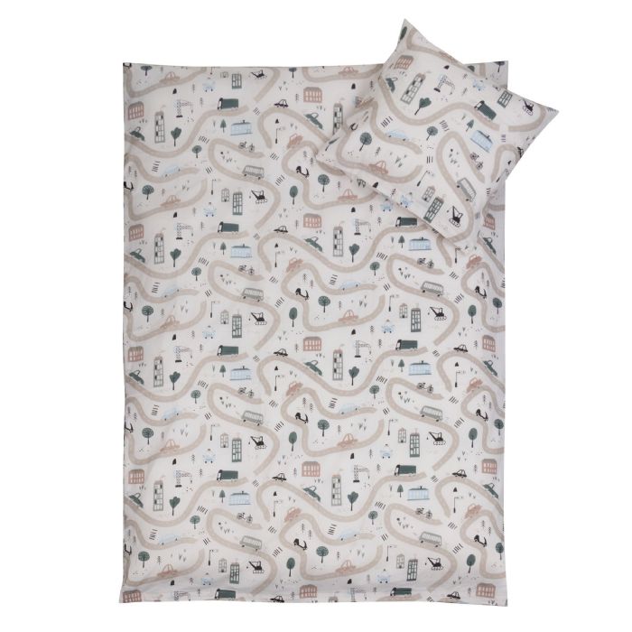 Sengetøj 70x100 cm - Baby sengesæt med biler - 100% bomulds sengelinned - Nordstrand Home