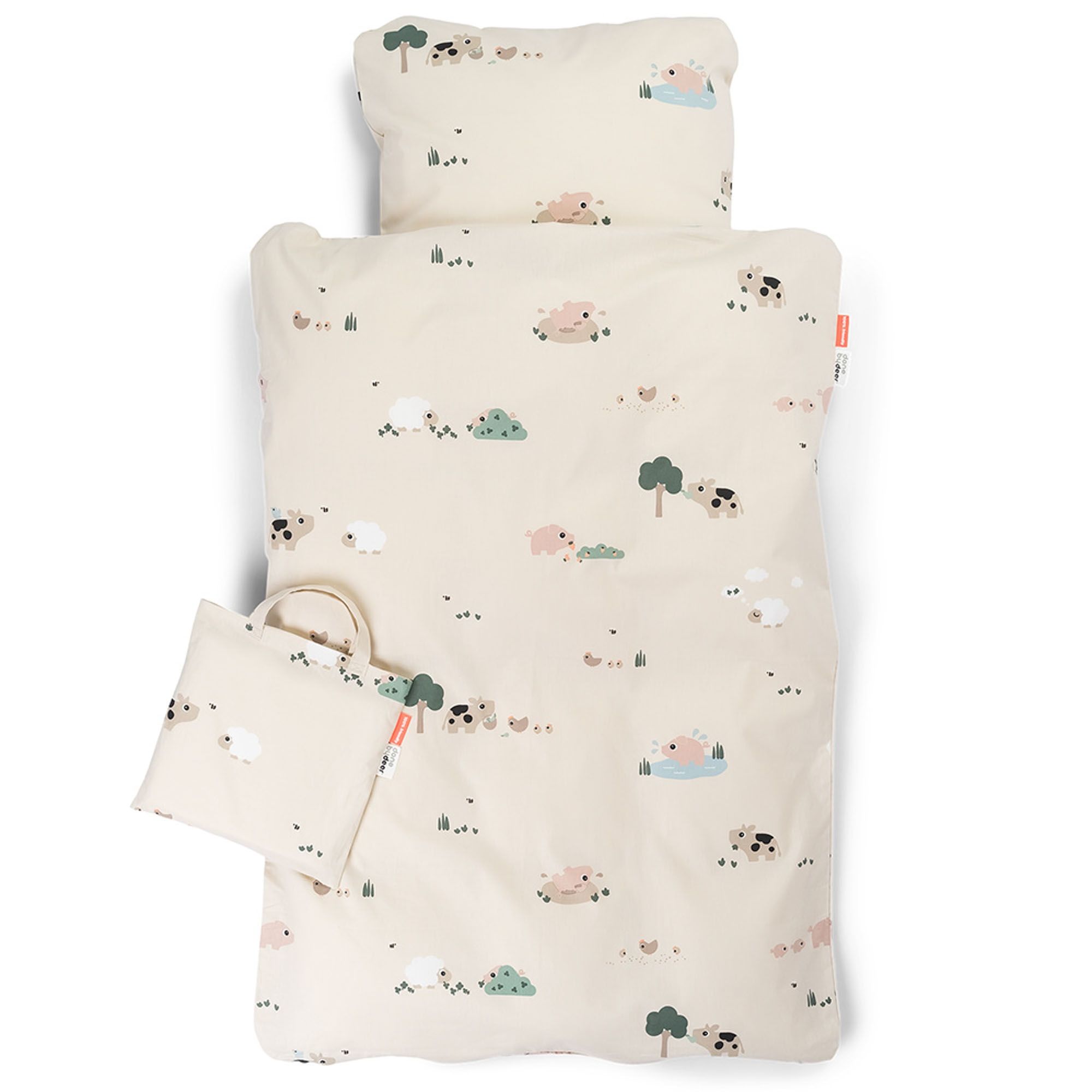 Done By Deer sengetøj - 100% bomuld - Baby sengetøj 70x100 cm - Tiny farm - Sand billede