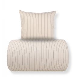 Sengetøj - 100% bomuld - Sandfarvet med brune striber