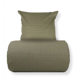 Sengetøj - 100% bomuld - Grønt med mørkegrønne tern