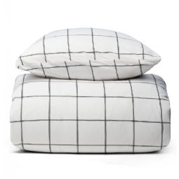 Sengetøj 100% bomuld - Hvidt sengesæt med sorte tern - Nordstrand Home dynebetræk