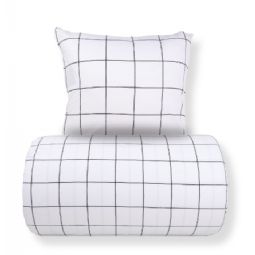 Sengetøj - 100% bomuld - Hvid med sorte tern