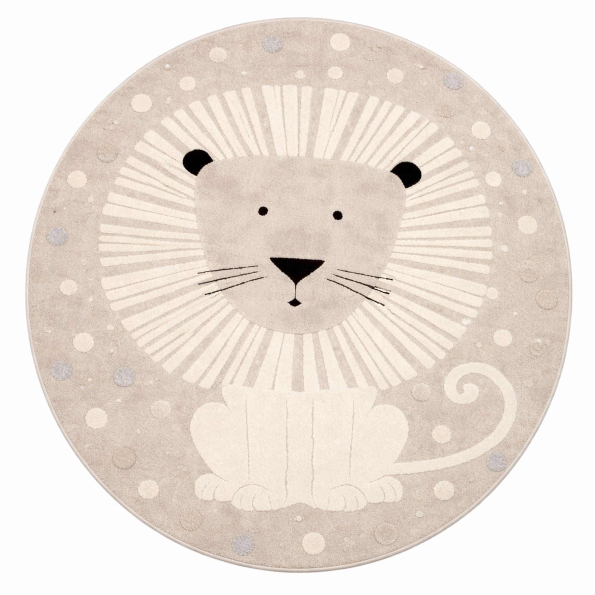 Rundt børnegulvtæppe - Ø 120 cm - Vævet - Beige - Elio - Nordstrand Home billede