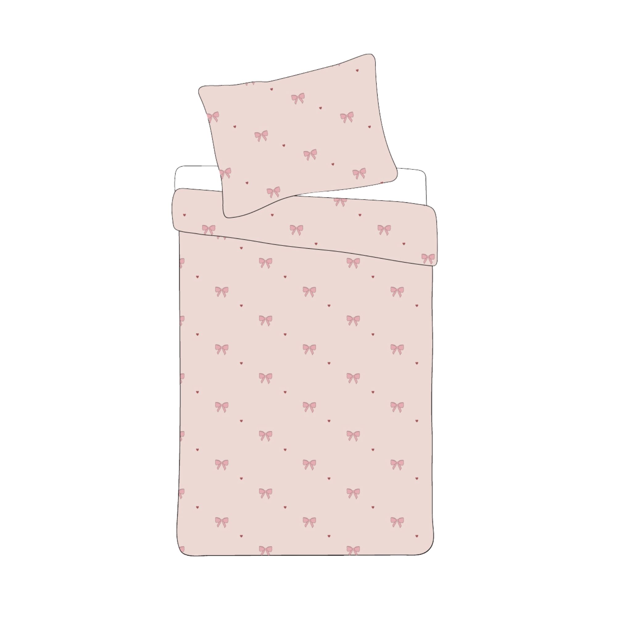 Sengetøj 140x200 cm - Microfiber - Lyserødt sløjfe print billede