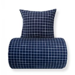 Sengetøj - Bomulds flonel - Blå med hvide tern