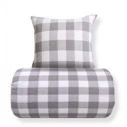 Sengetøj - Bæk og Bølge - 100% bomulds krep - Grå tern 