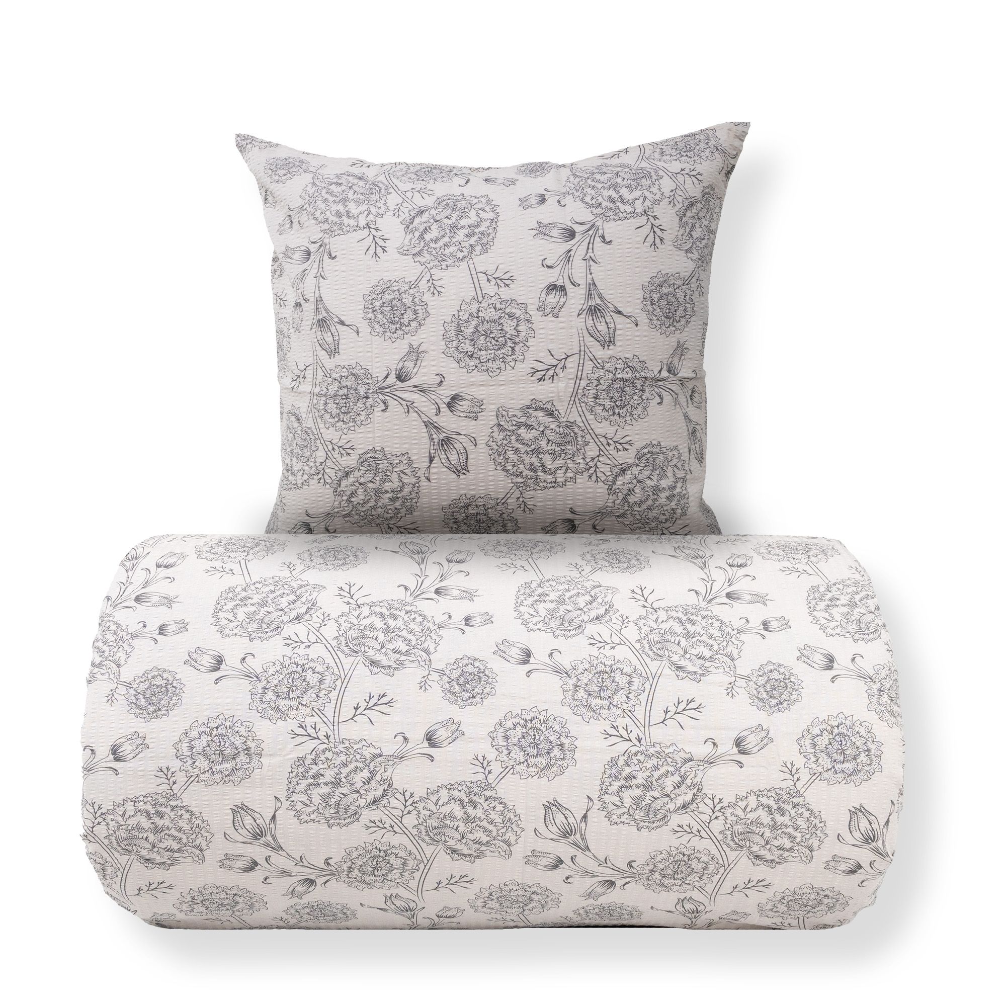 Sengetøj 140x200 cm - Bæk og Bølge - 100% bomulds krep - Sandfarvet blomster print