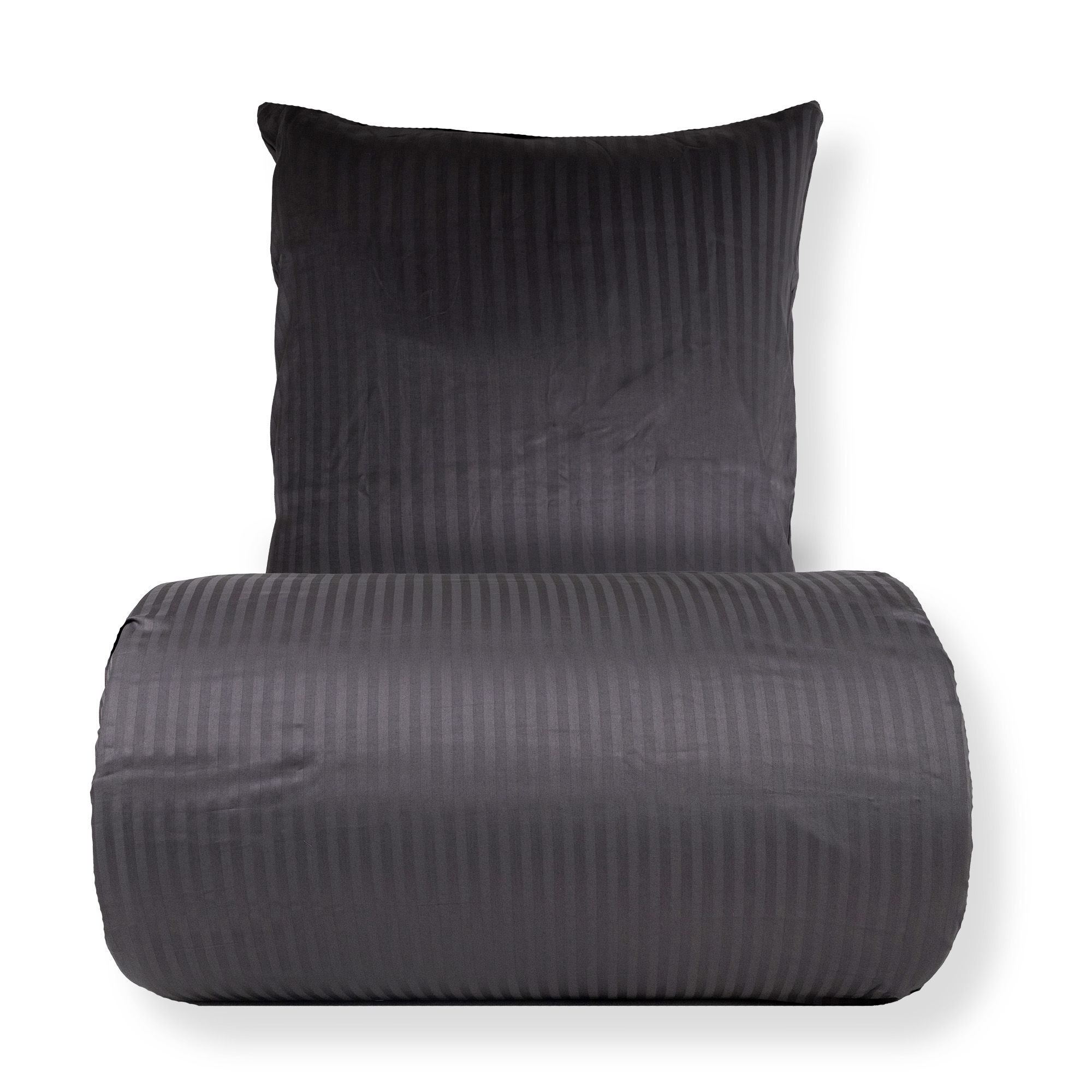 Sengetøj - 100% bomuldssatin - Klassisk mørkegrå striber