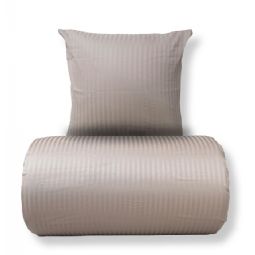 Sengetøj - 100% bomuldssatin - Klassisk sandfarvet striber