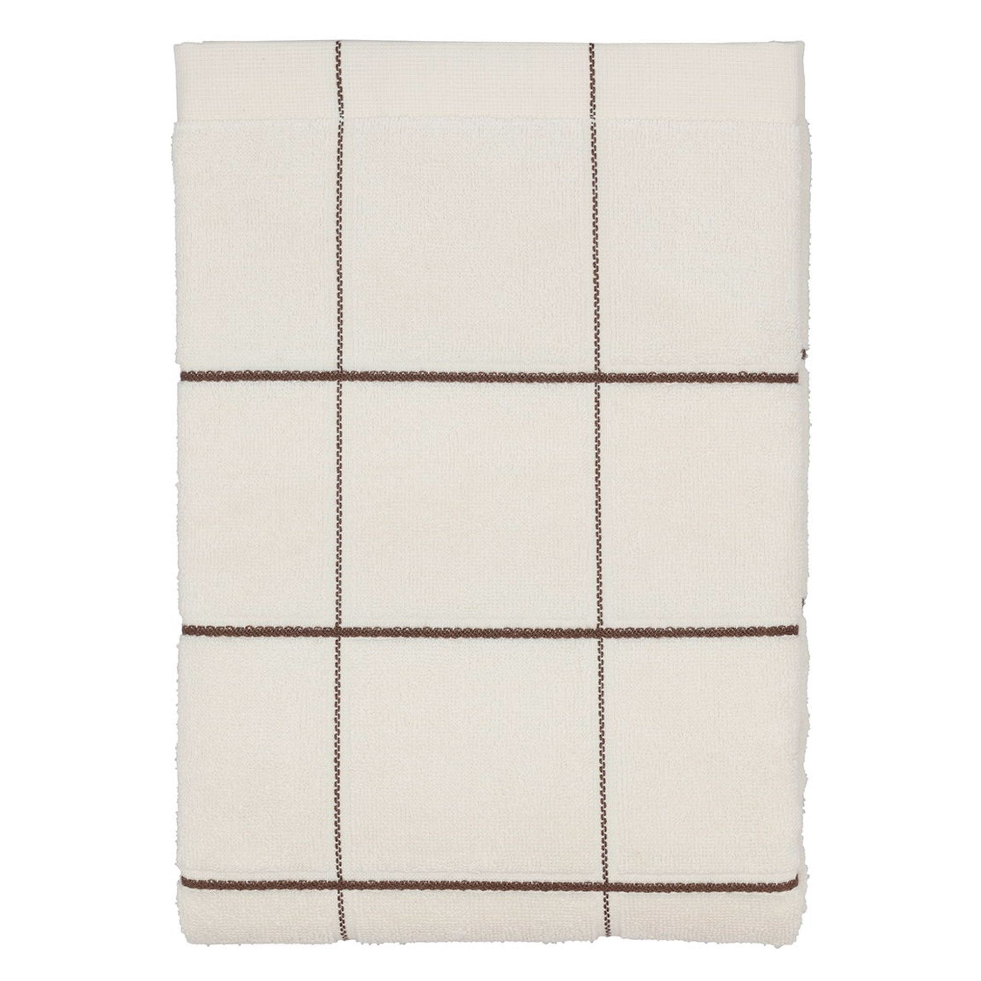 Økologisk håndklæde - 100% økologisk bomuld - Badehåndklæde 70x140 cm - Södahl Vista - Hvid ternet billede