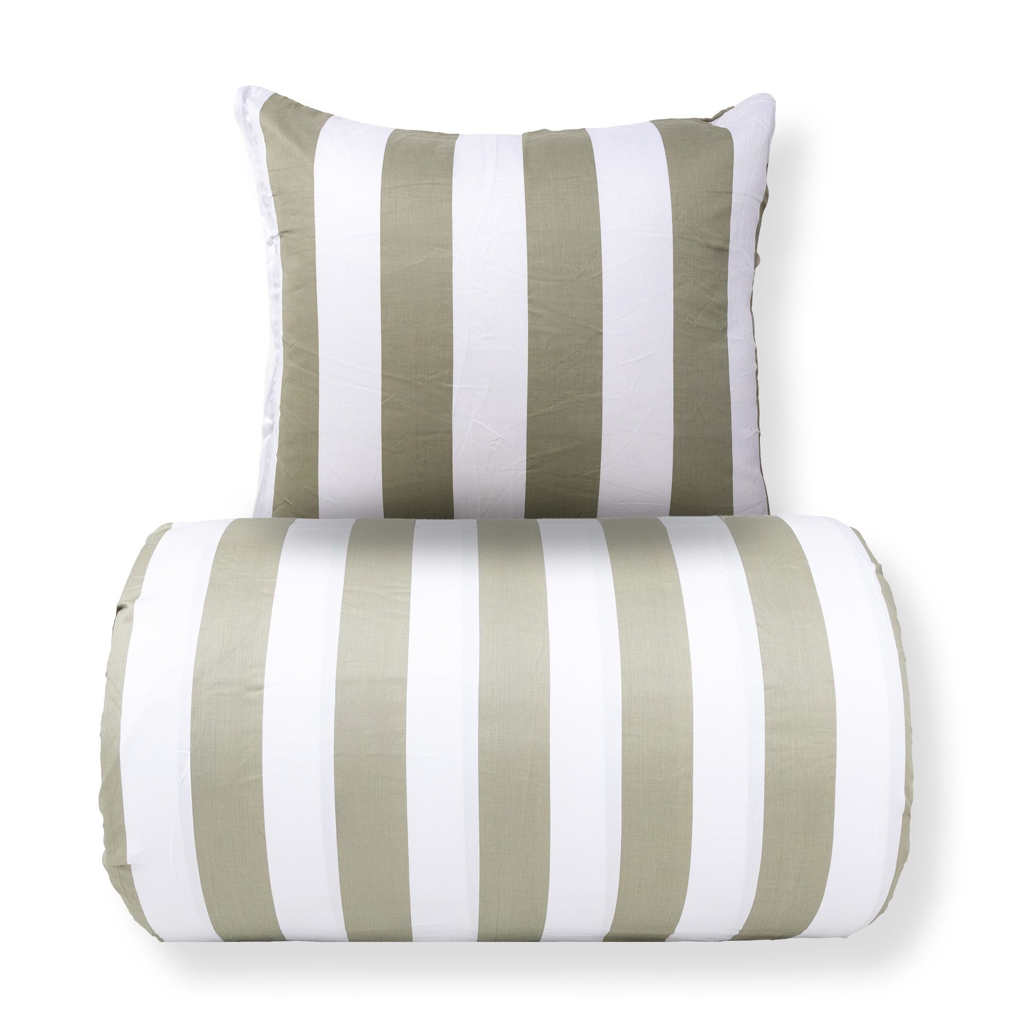 Sengetøj - 100% bomuldssatin - Nordic Stripe - Brede olivengrønne striber