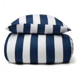 Sengetøj i 100% blødt og lækkert bomuldssatin - Flotte blå striber - Nordic Stripe sengesæt fra By Night